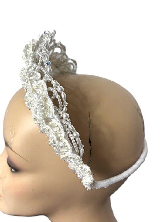 Bridal Beaded Floral White Crown Base Headband Frame EUC main image 6